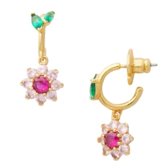 KATE SPADE • New Bloom Crystal Flower Huggie Hoop Earrings - Picture 1 of 4